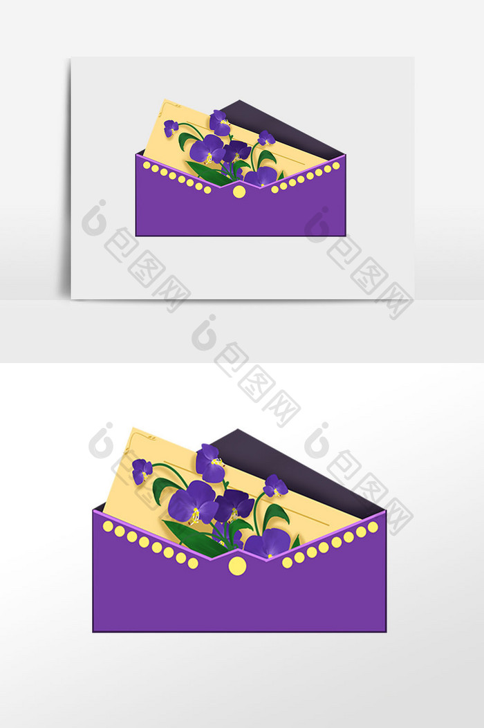 清新唯美紫色花与信封