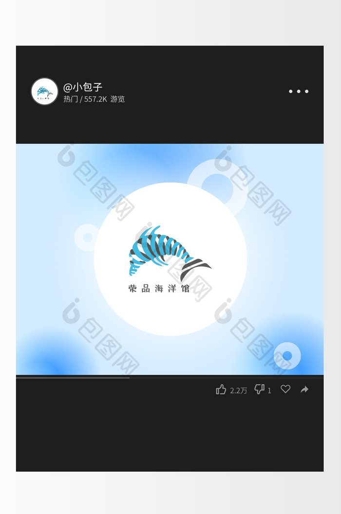 手绘卡通海豚海洋馆娱乐创意logo设计