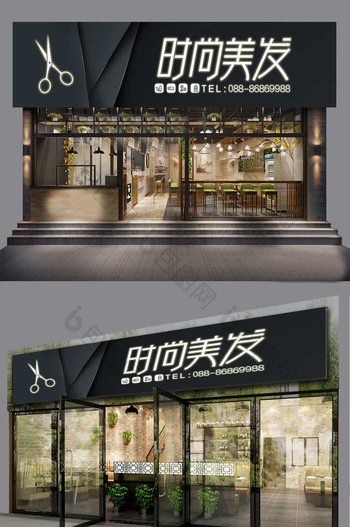 发光字质感美容理发店门头图片素材免费下载,本次作品主题是广告设计