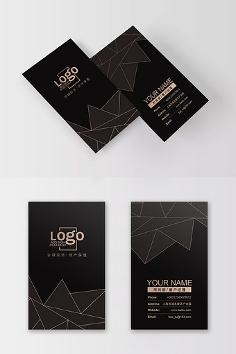 黑色高档简约线条金融投资公司名片