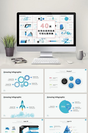 商务蓝色报表40页PPT模板