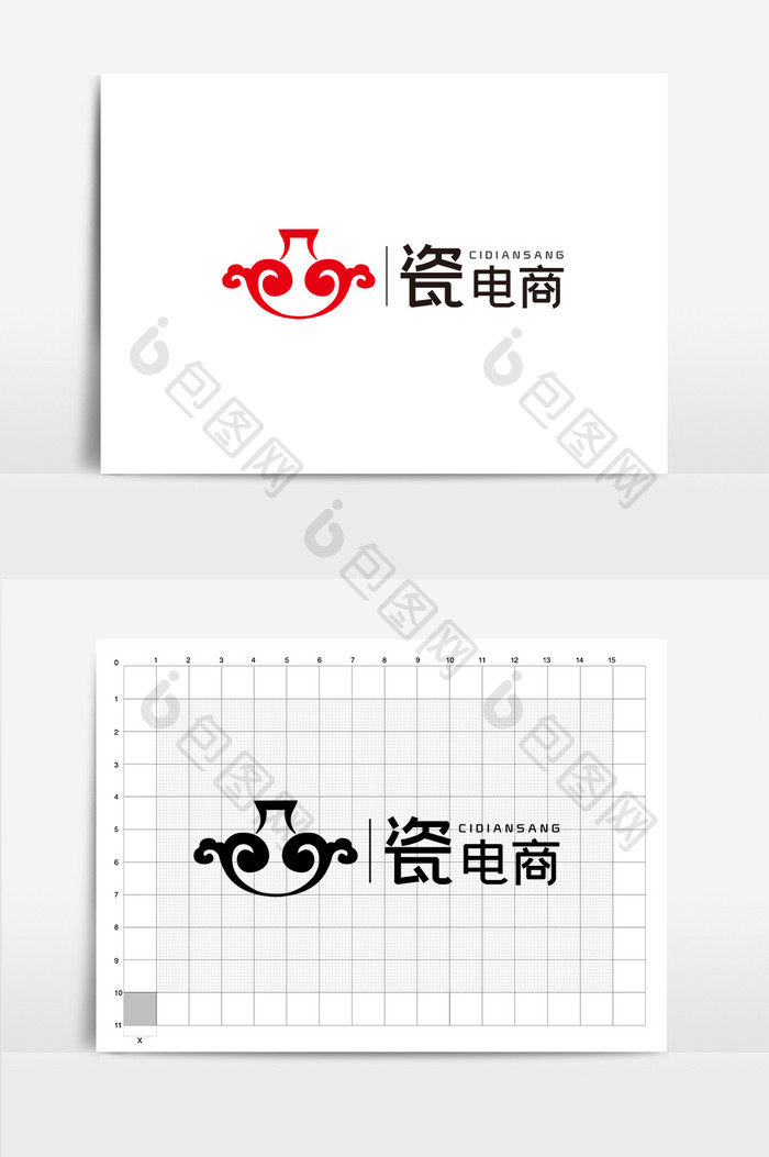 红色古典瓷器logo