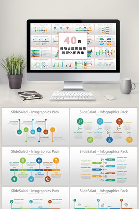 商务多彩时间轴40页PPT模板