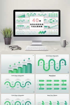 商务绿色流程40页PPT模板