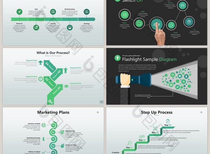 商务绿色流程40页PPT模板