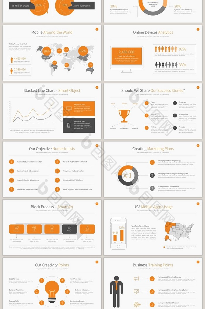 商务橙色分析数据40页PPT模板