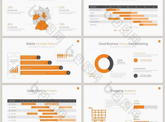 商务橙色分析数据40页PPT模板