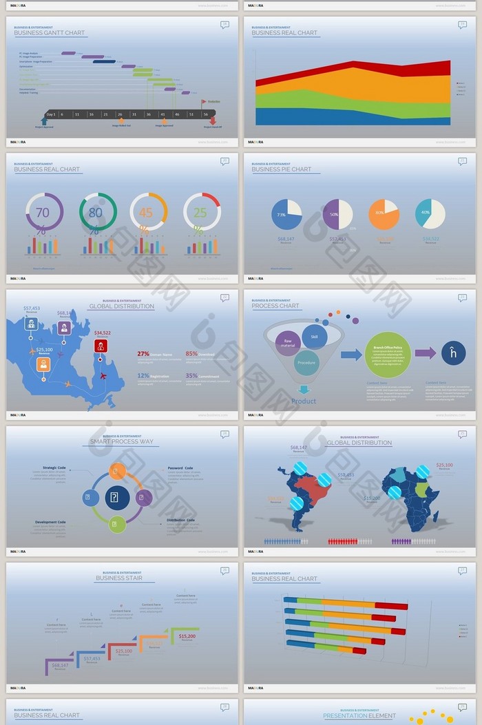 商务蓝灰数据40页PPT模板