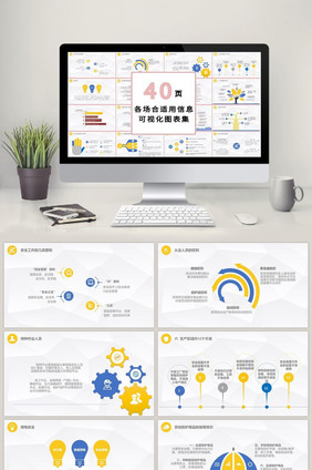 商务蓝黄40页PPT模板