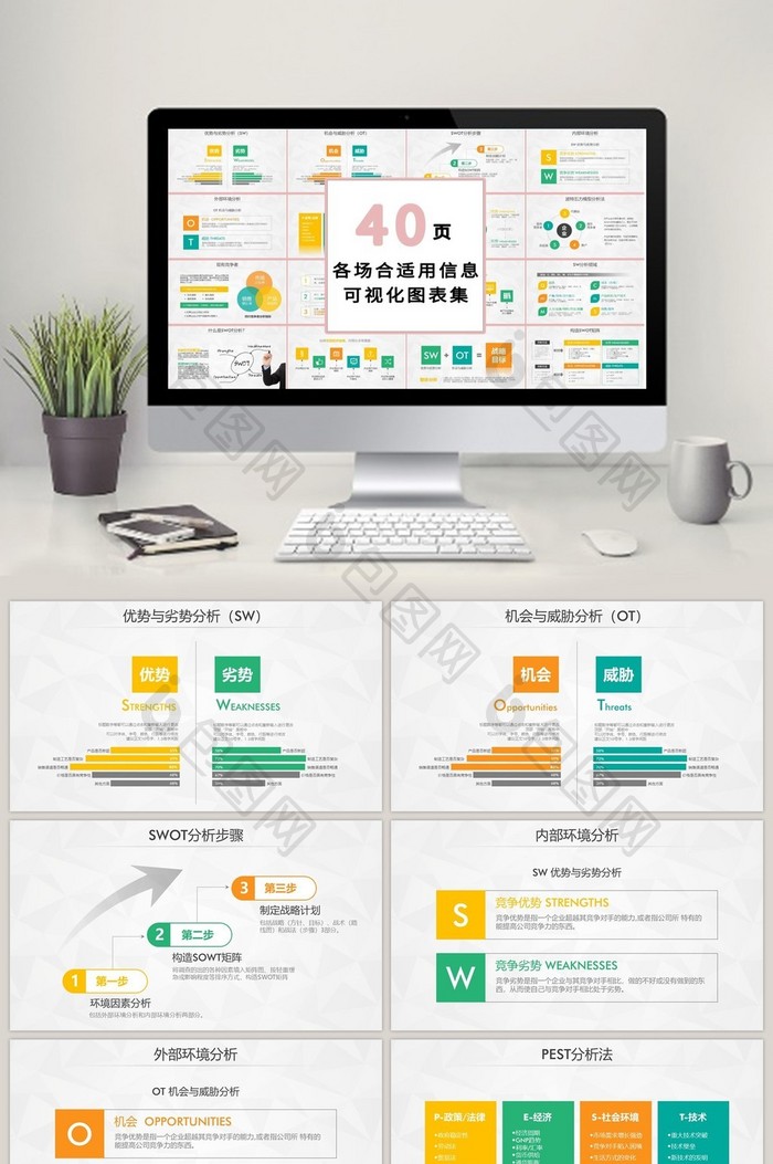 商务黄绿多色40页PPT模板图片图片