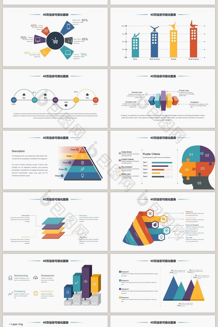 商务多彩数据类别40页PPT模板