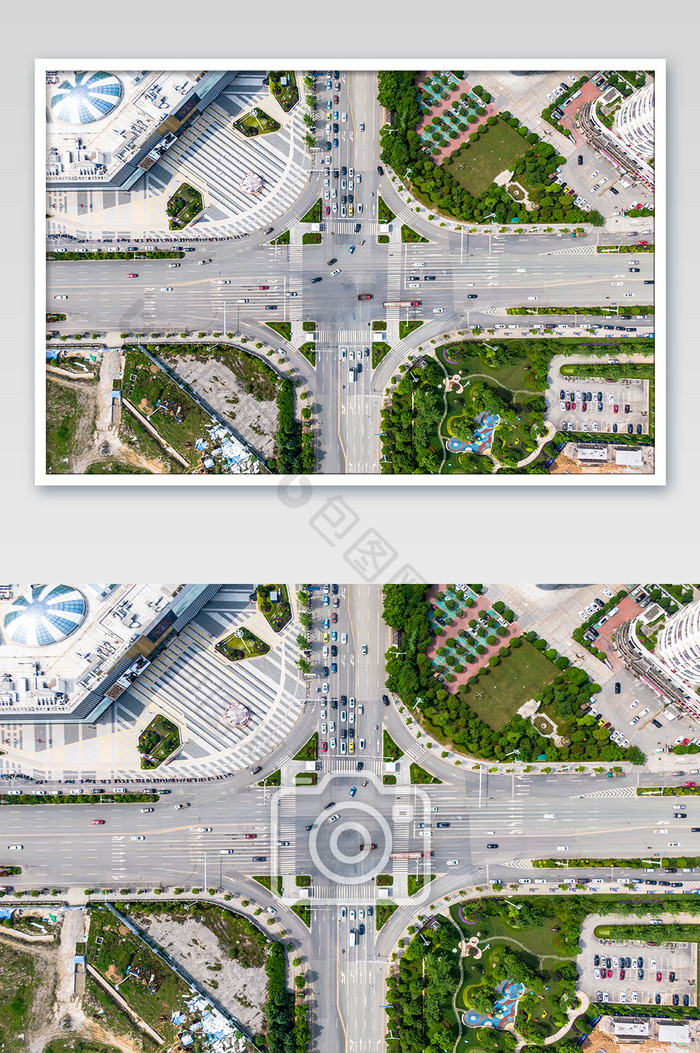 俯拍城市交叉路口车辆摄影图图片图片