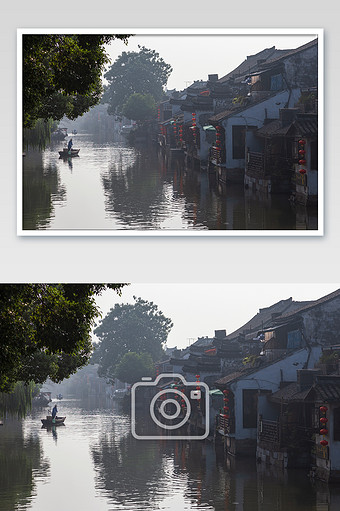 江南水印西塘清晨摄影图片