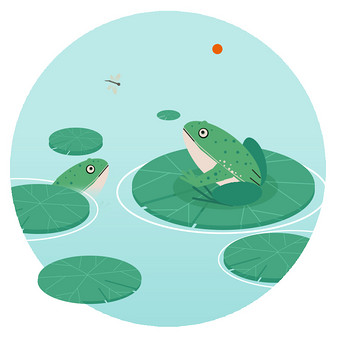 绿色卡通池塘青蛙gif小动画