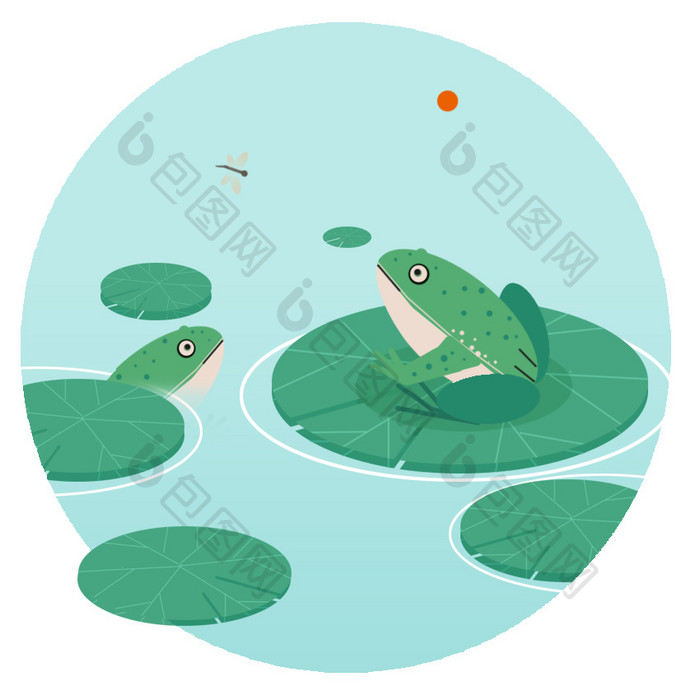 绿色卡通池塘青蛙GIF小动画