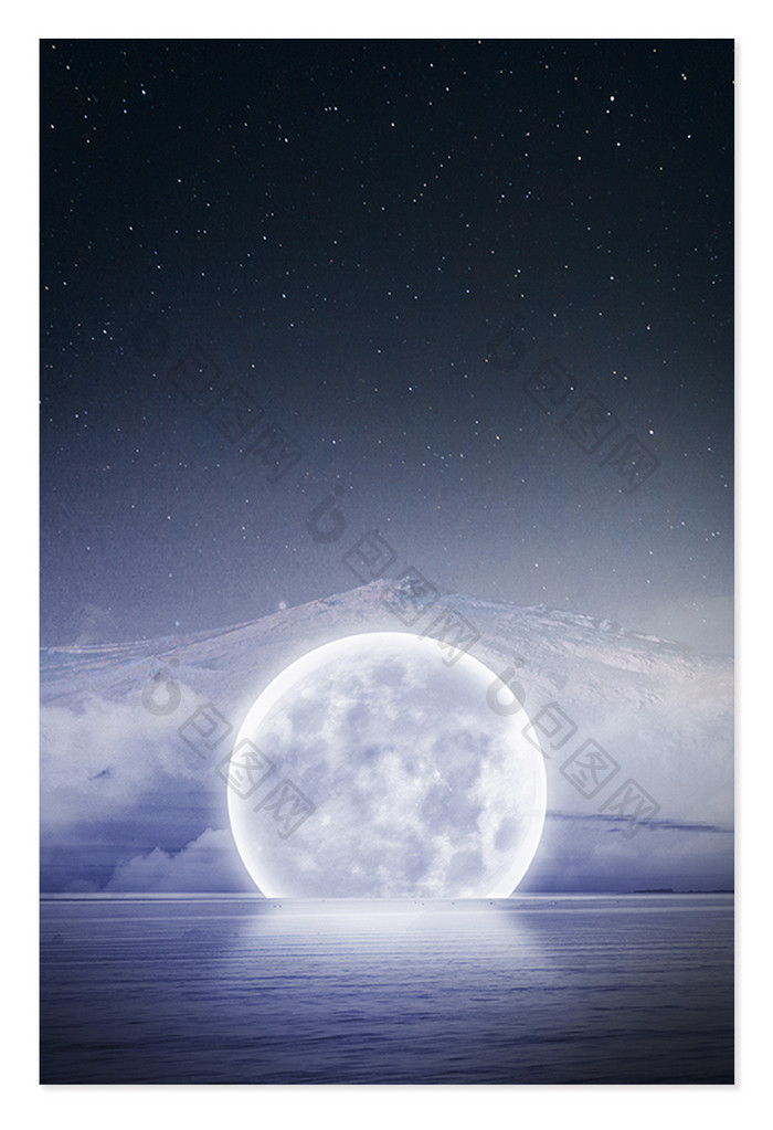 简约大气月球星空人类月球日背景