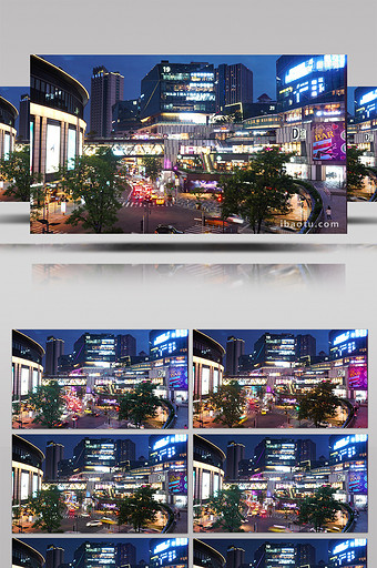 4K重庆大坪商场购物中心全景马路车流图片