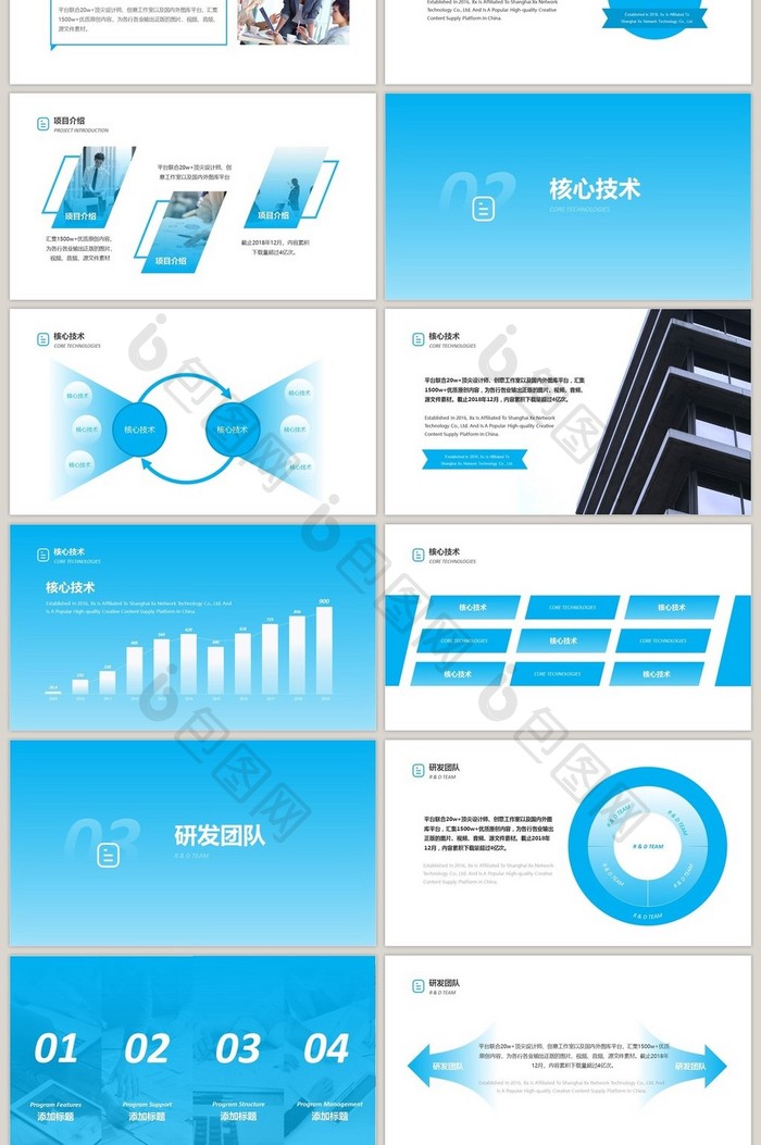 蓝色简约商务商业项目计划书ppt模板