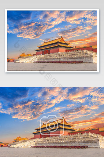 大气夕阳下的故宫宫殿紫禁城摄影图片