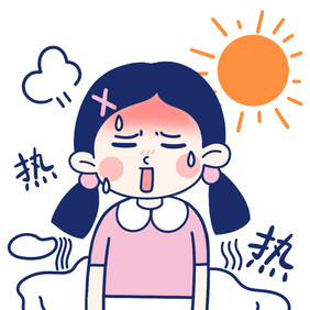 夏季炎热太阳人物流汗蒸桑拿动图GIF