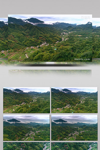 航拍雨过后的浙江山区农村图片