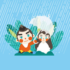 蓝色梅雨季天气预告小动画gif动图下载 包图网