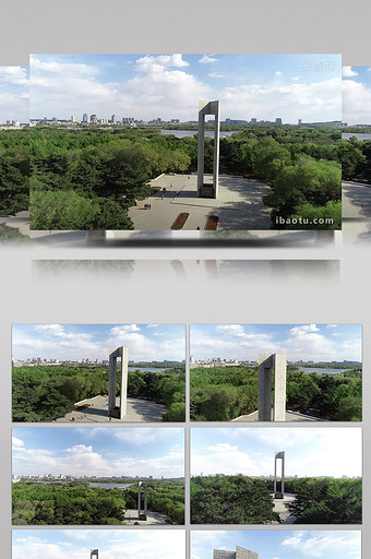 航拍长春解放纪念碑高清视频图片