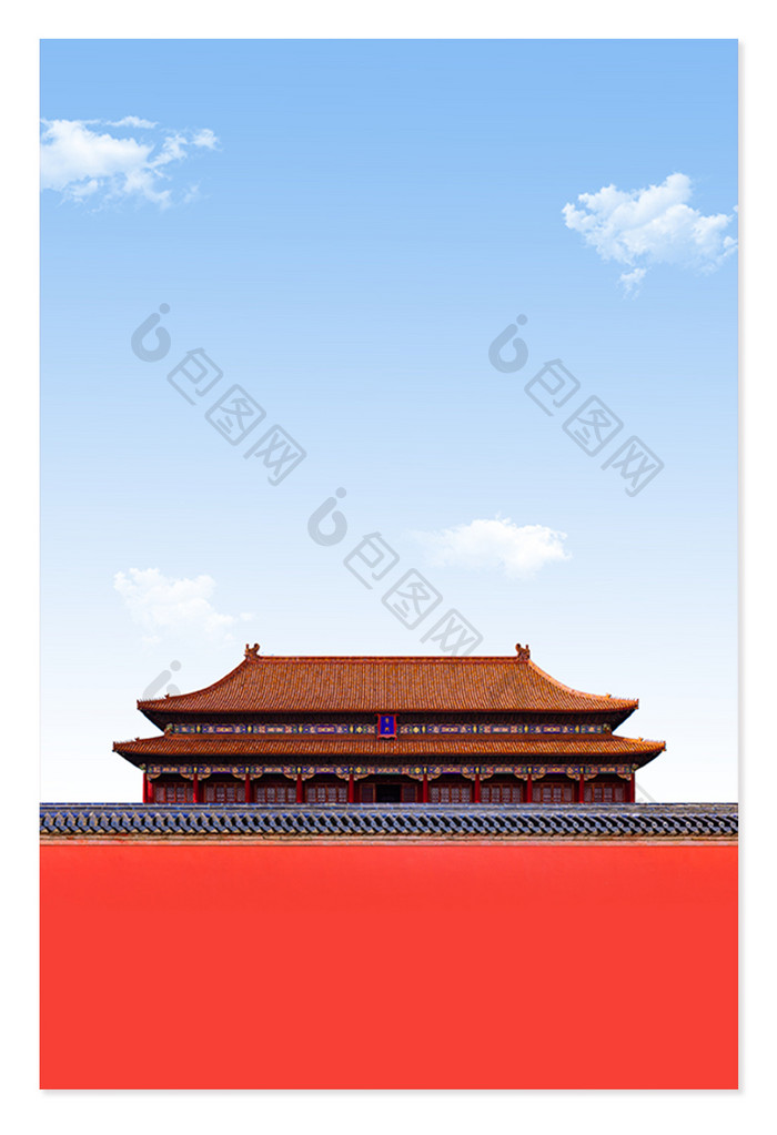 红墙蓝天宫殿党建建军节背景