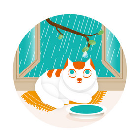 蓝色雨季猫咪GIF小动画