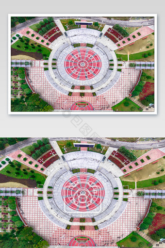 俯拍贵州侗族文化广场摄影图片