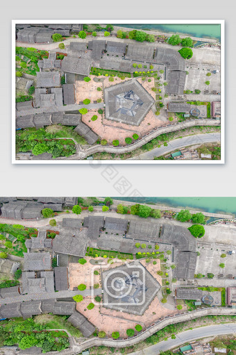 俯拍贵州侗族古老建筑图片