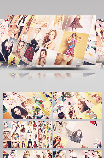 100张照片三角形折纸展开墙ae模板图片下载