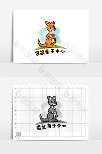 矢量卡通袋鼠亲子中心logo标志图片