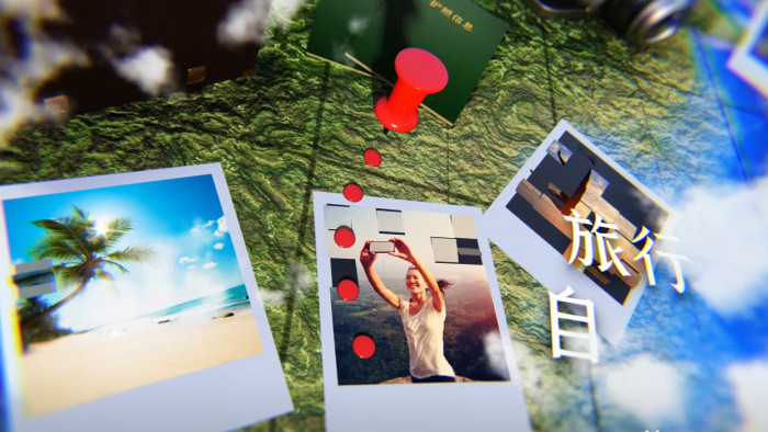 地图路线自驾游旅行照片展示片头AE模板