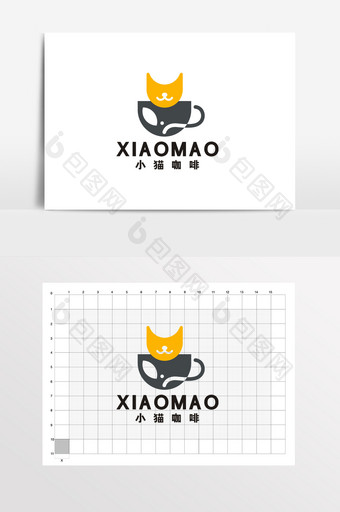 小猫咖啡奶茶店餐饮LOGO标志VI图片