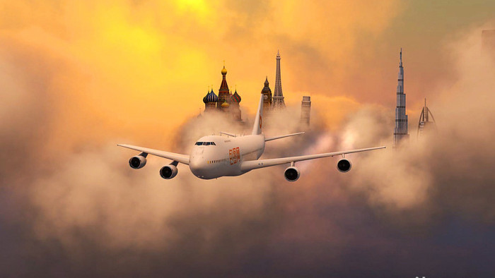 三维飞机空中航线旅行旅游主题片头AE模板