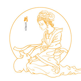 金色白描中国风古代仕女GIF小动画