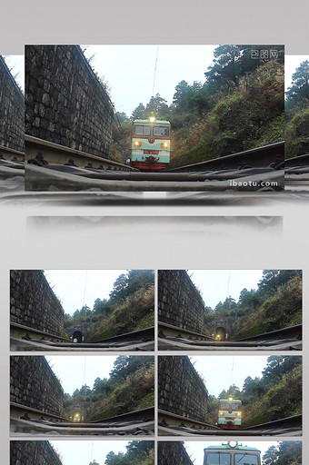 实拍火车穿过山洞从上方驶过图片