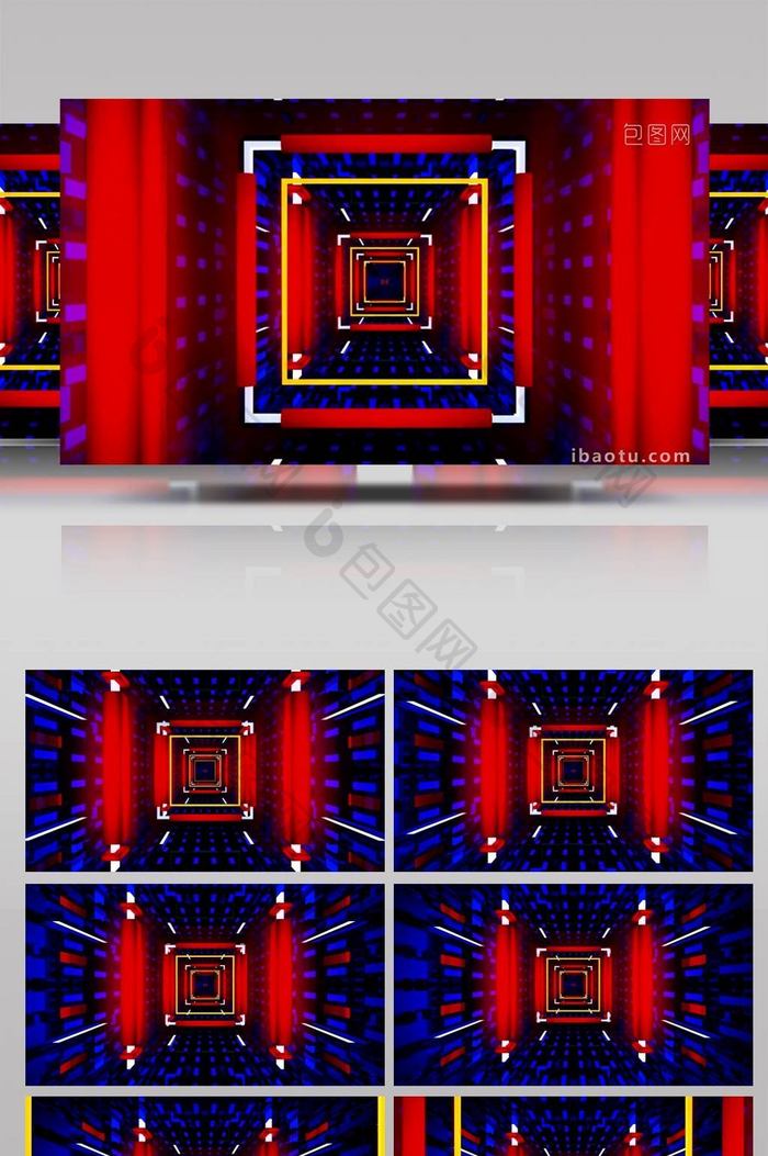 4k红色方格动感隧道展示led视频