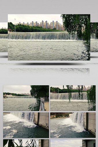 夏天雨季水库水坝泄洪放水图片