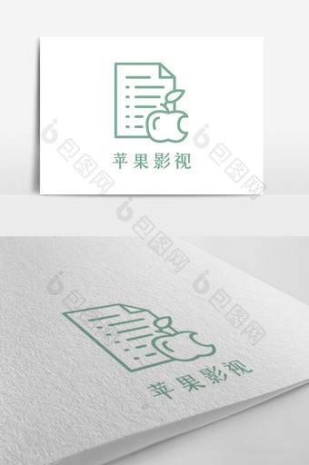 绿色线条苹果影视创意logo设计图片