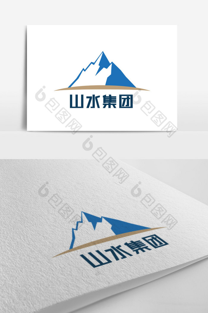 蓝色山脉酒店旅游创意logo设计