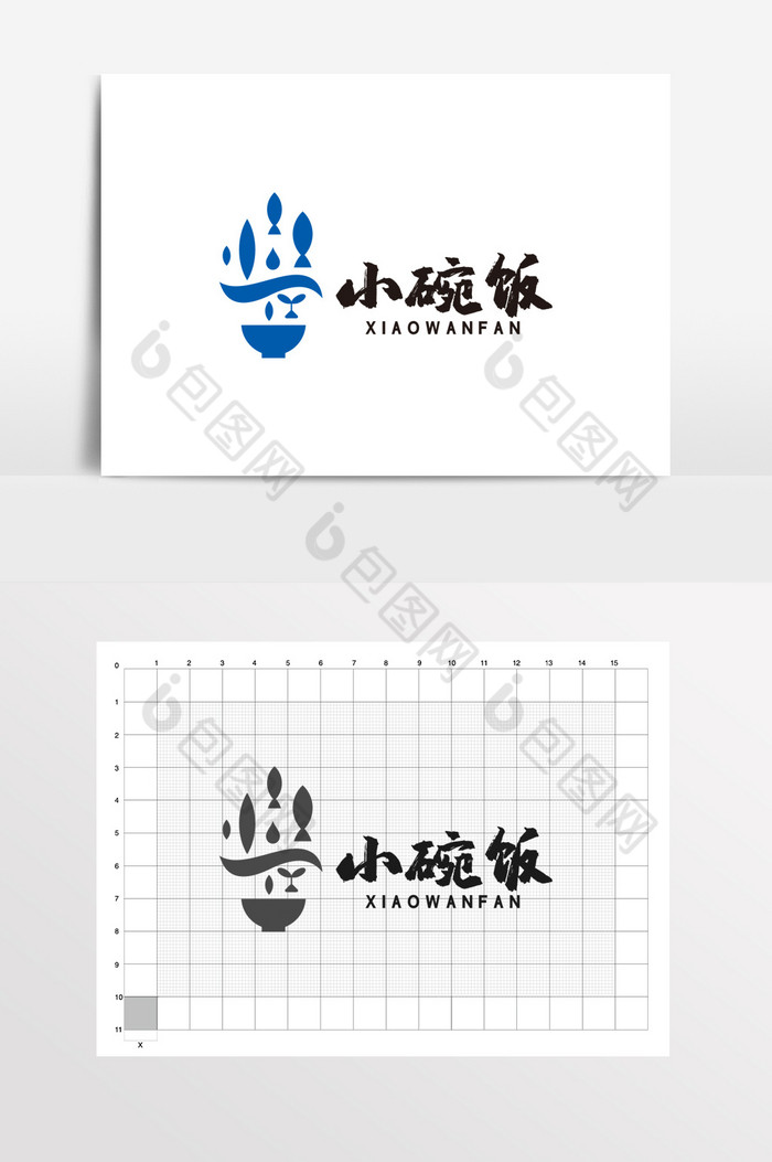 小碗饭餐饮中餐鱼LOGO标志VI图片图片