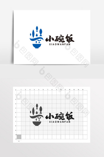 小碗饭餐饮中餐鱼LOGO标志VI图片