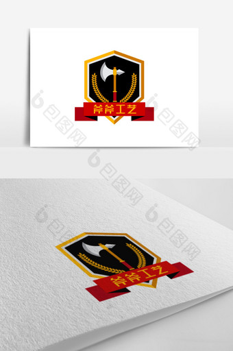 斧子盾牌手工工艺创意logo设计图片
