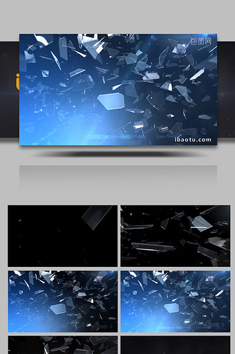 PR黑暗震撼破碎玻璃LOGO开场特效片头图片