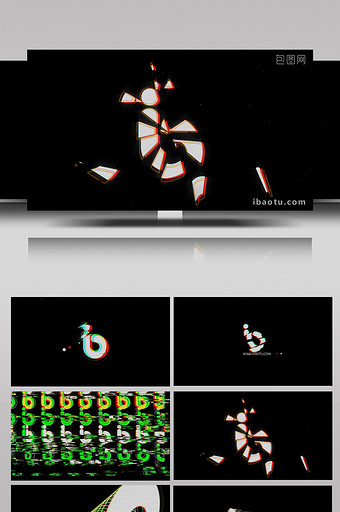 故障特效LOGO边缘拖影失真片头AE模板图片