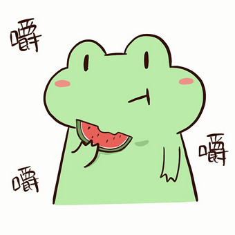 绿色青蛙吃西瓜动态表情包
