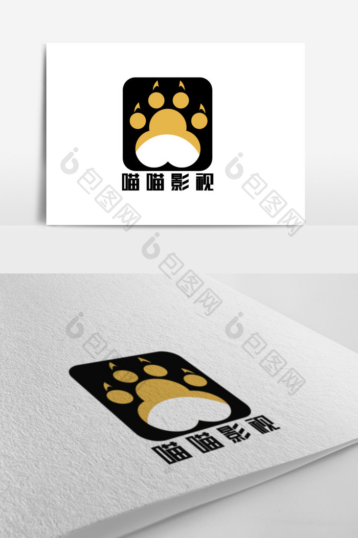 可爱动物掌印影视创意logo设计