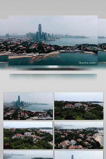 大气电影风海边城市4K航拍素材图片